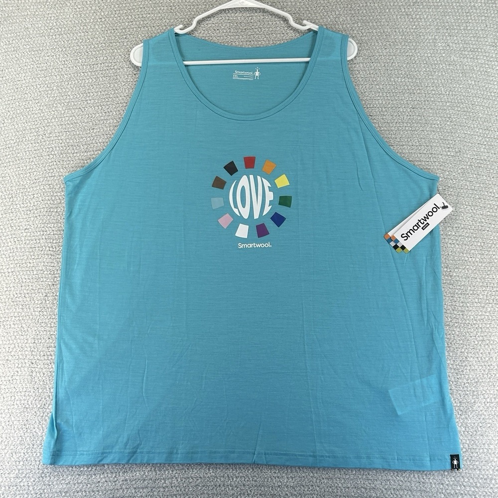 Smartwool Tank Top Shirt Mens 2XL Iceberg Blue Active Ultralite Pride Merino
